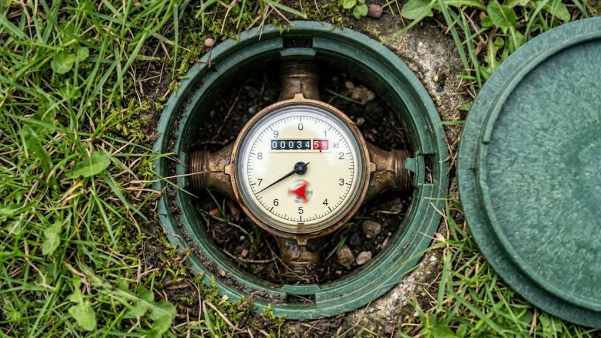 Residential water meter in a meter box
