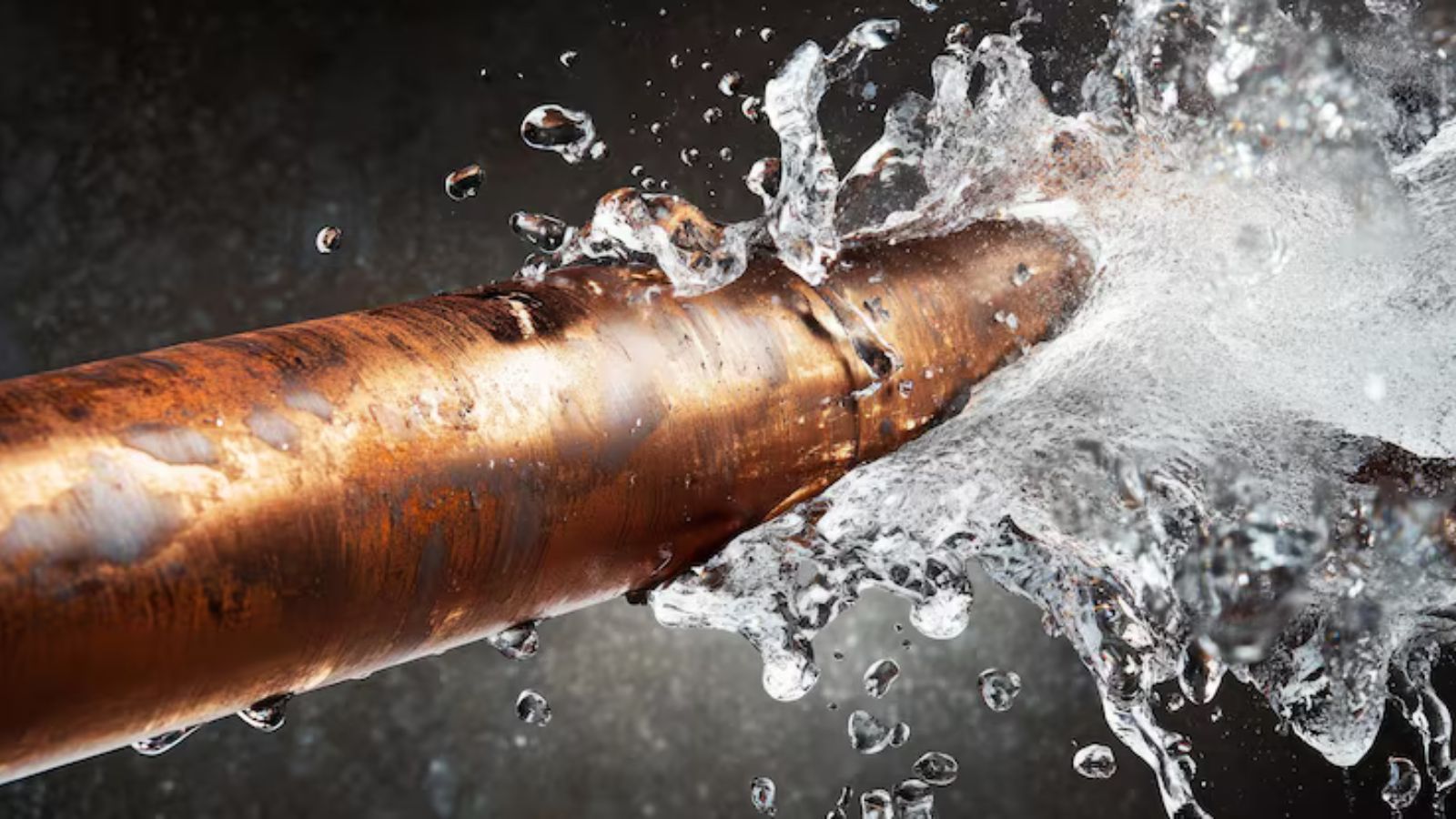 Burst residential water pipe