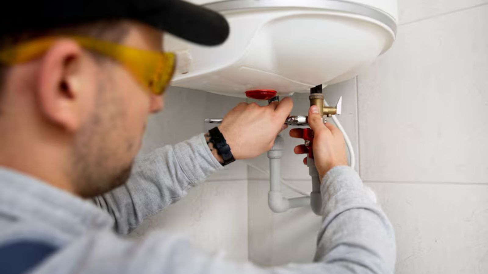 New water heater being installed in a home